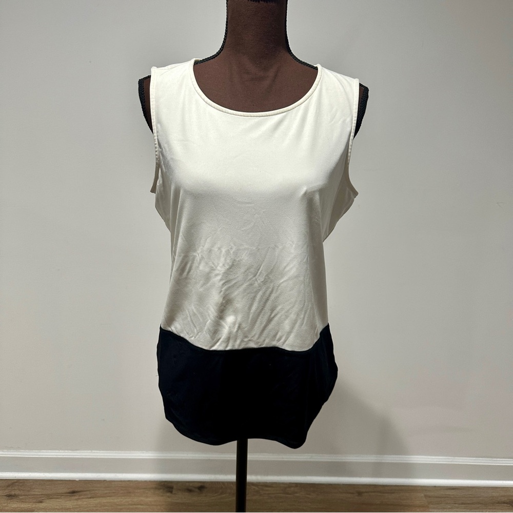 Calvin Klein White and Black Sleeveless Top